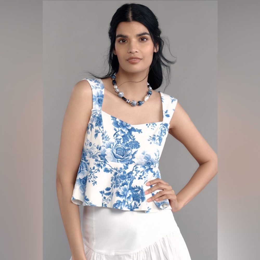 Maeve Square-Neck Peplum Tank Top